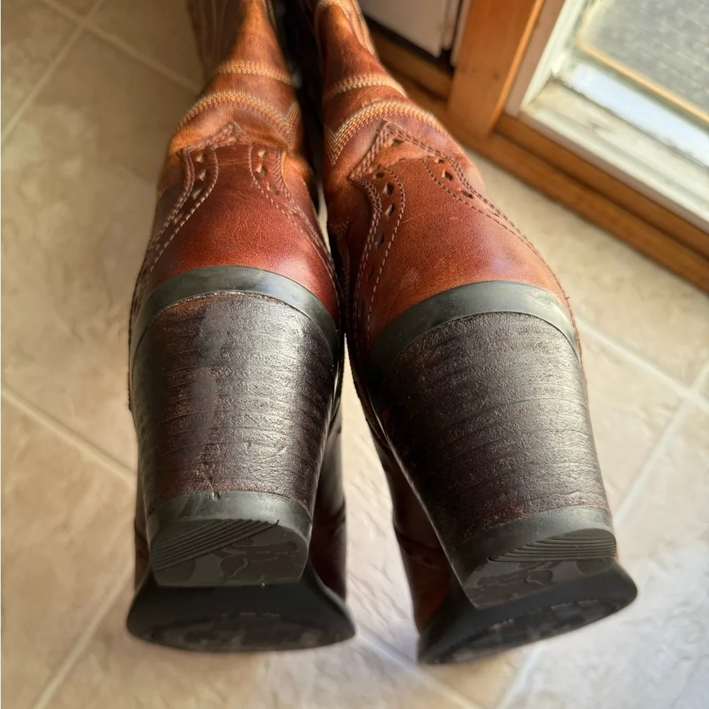 Ariat Women’s Brown Snip Toe Leather Cowboy Western Boots - Picture 5 of 7